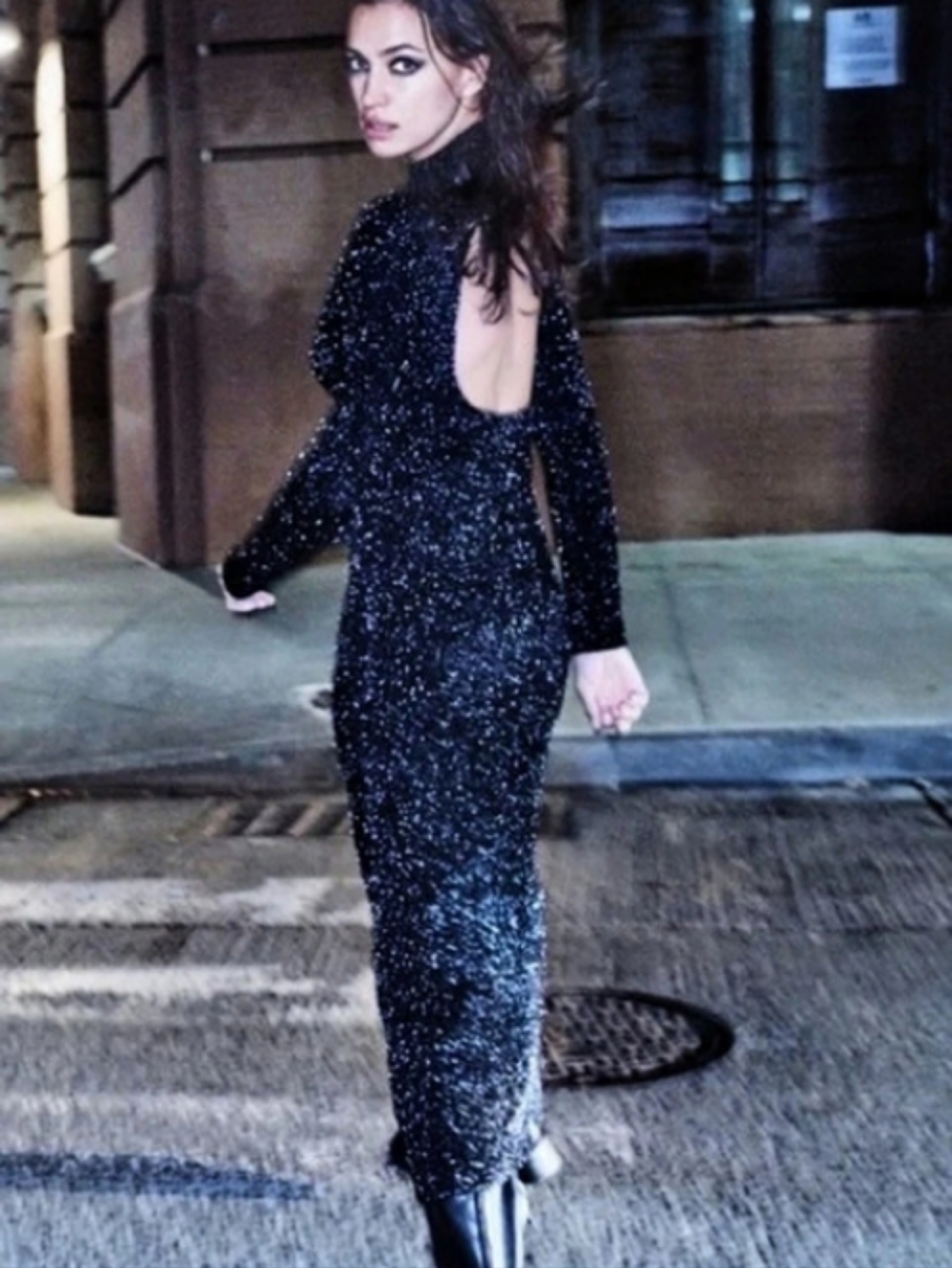 Zara Black & Silver Tinsel Maxi Dress Size Medium Like New